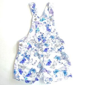 The Children’s Place Toddler Girl Butterfly Denim Short Overalls, Size 3T